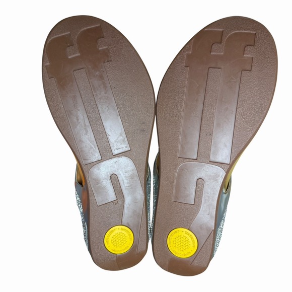 FitFlop Silver Rhinestone Thong Sandals Leather Comfort EUR 39 US 8 Resortwear